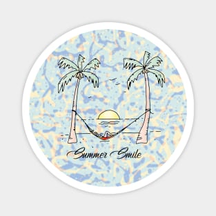 Tropical Beach Theme On Tie Dye Pattern Magnet